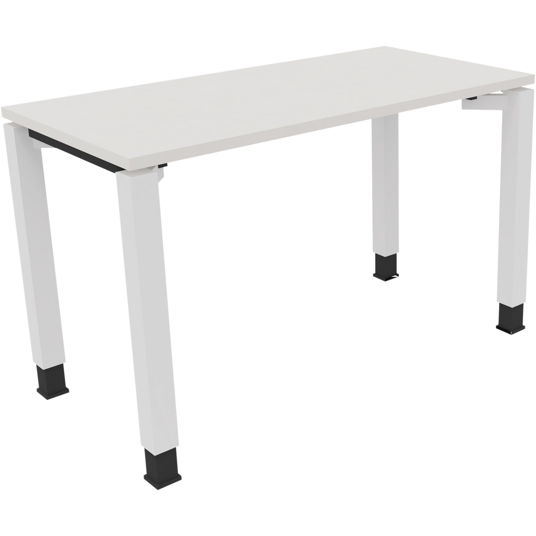 Neutralware Schreibtisch all in one 1.200 x 680-820 x 600 mm (B x H x T) Vierfuß Quadratrohr diamant weiß – Produktbild