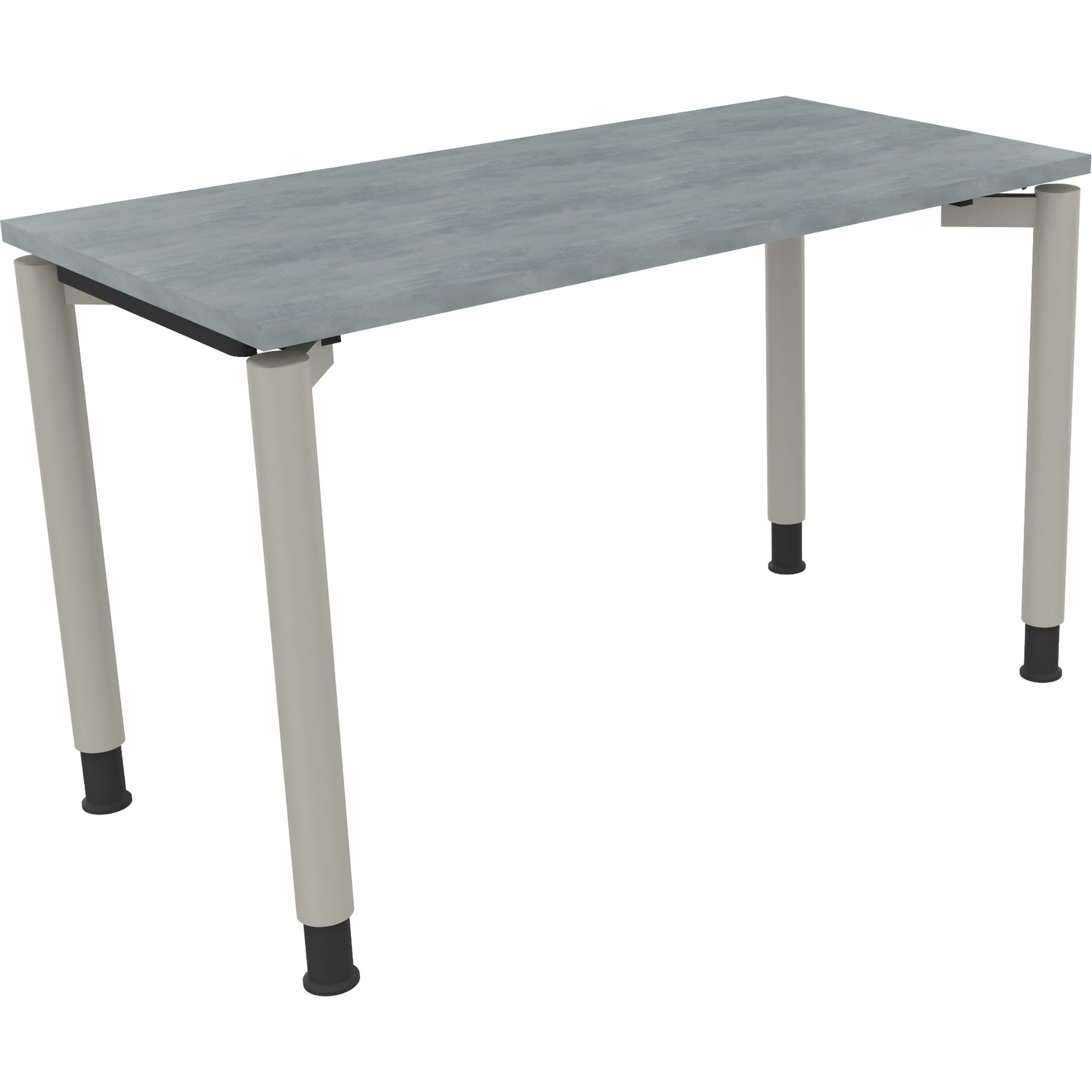 Neutralware Schreibtisch all in one 1.200 x 680-820 x 600 mm (B x H x T) Vierfuß Rundrohr beton hell – Produktbild 2