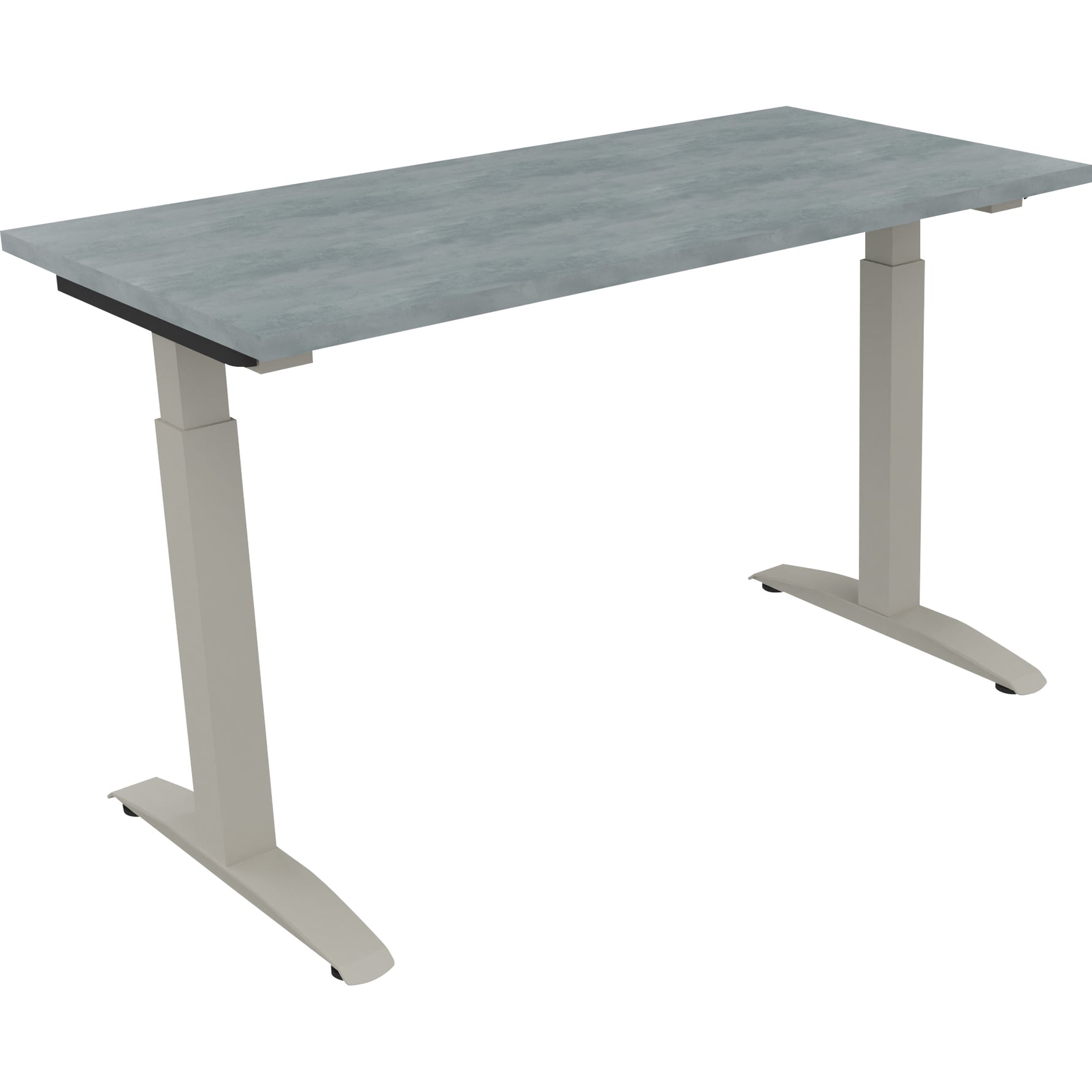 Neutralware Schreibtisch all in one 1.200 x 650-850 x 600 mm (B x H x T) Flachkufe Quadratrohr beton hell – Produktbild
