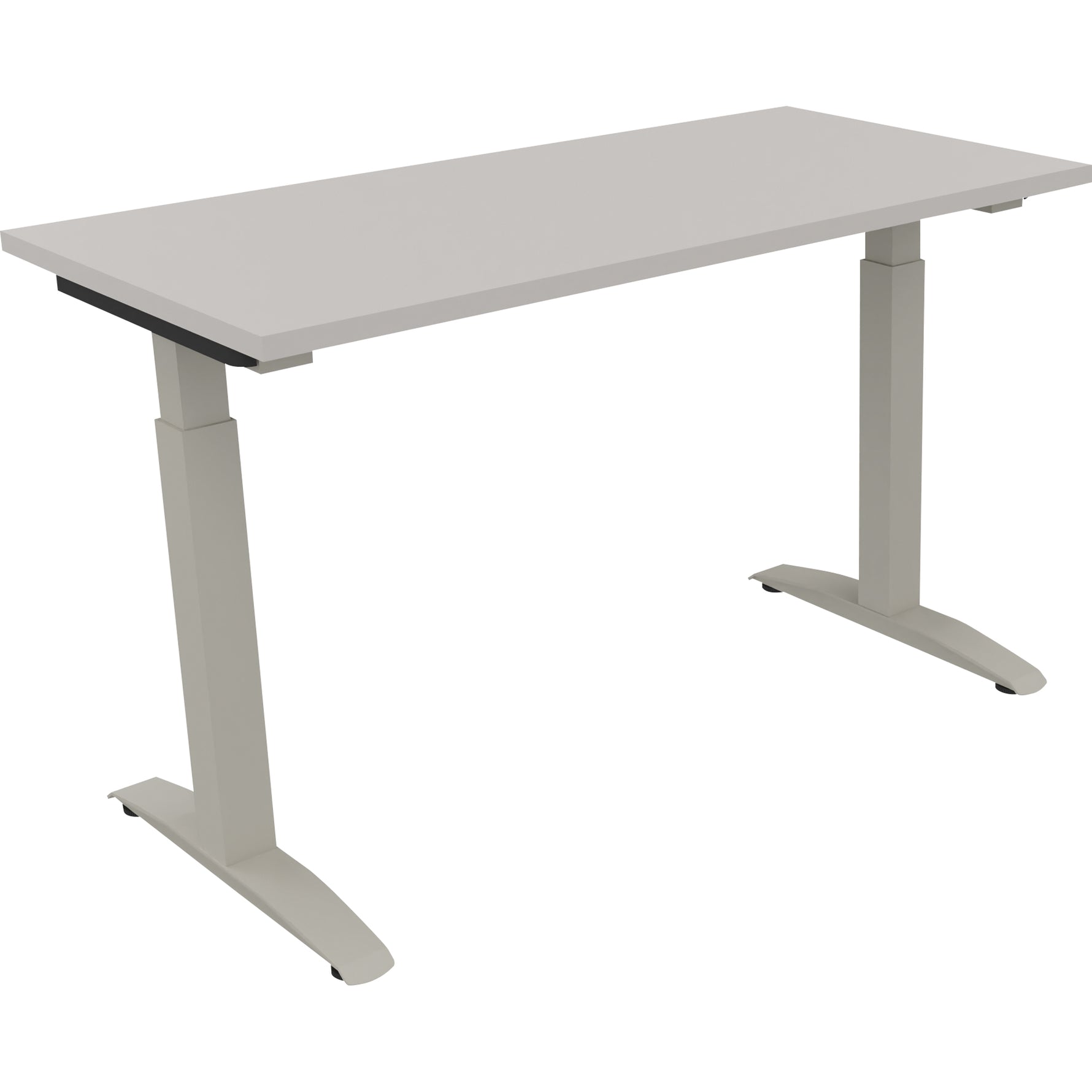 Neutralware Schreibtisch all in one 1.200 x 650-850 x 600 mm (B x H x T) Flachkufe Quadratrohr lichtgrau – Produktbild 2