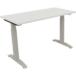 Neutralware Schreibtisch all in one 1.200 x 650-850 x 600 mm (B x H x T) Flachkufe Quadratrohr diamantweiß – Produktbild