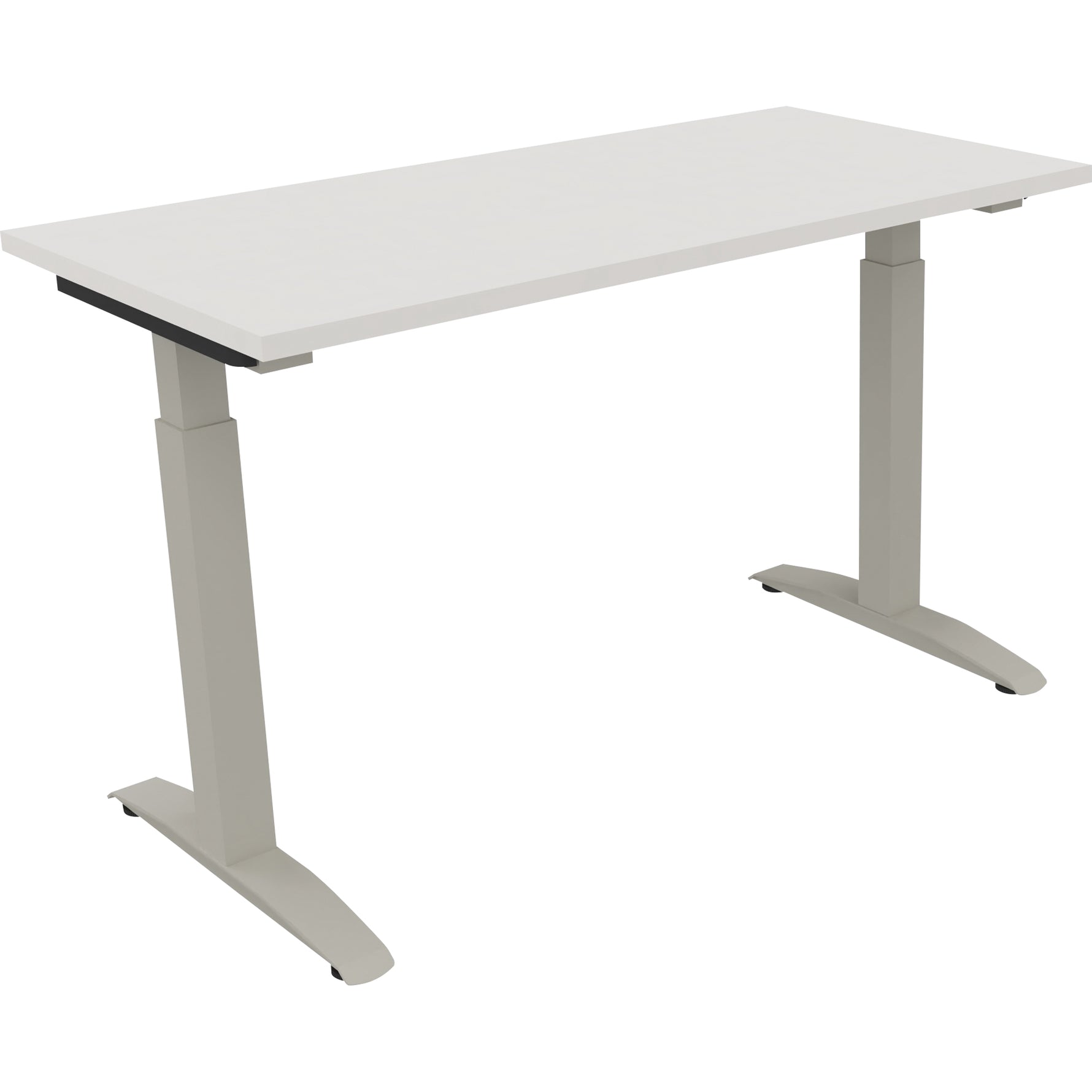 Neutralware Schreibtisch all in one 1.200 x 650-850 x 600 mm (B x H x T) Flachkufe Quadratrohr diamantweiß – Produktbild