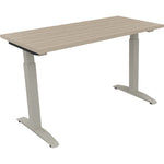 Neutralware Schreibtisch all in one 1.200 x 650-850 x 600 mm (B x H x T) Flachkufe Quadratrohr eiche Natur – Produktbild