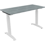 Neutralware Schreibtisch all in one 1.200 x 650-850 x 600 mm (B x H x T) Flachkufe Quadratrohr beton hell – Produktbild