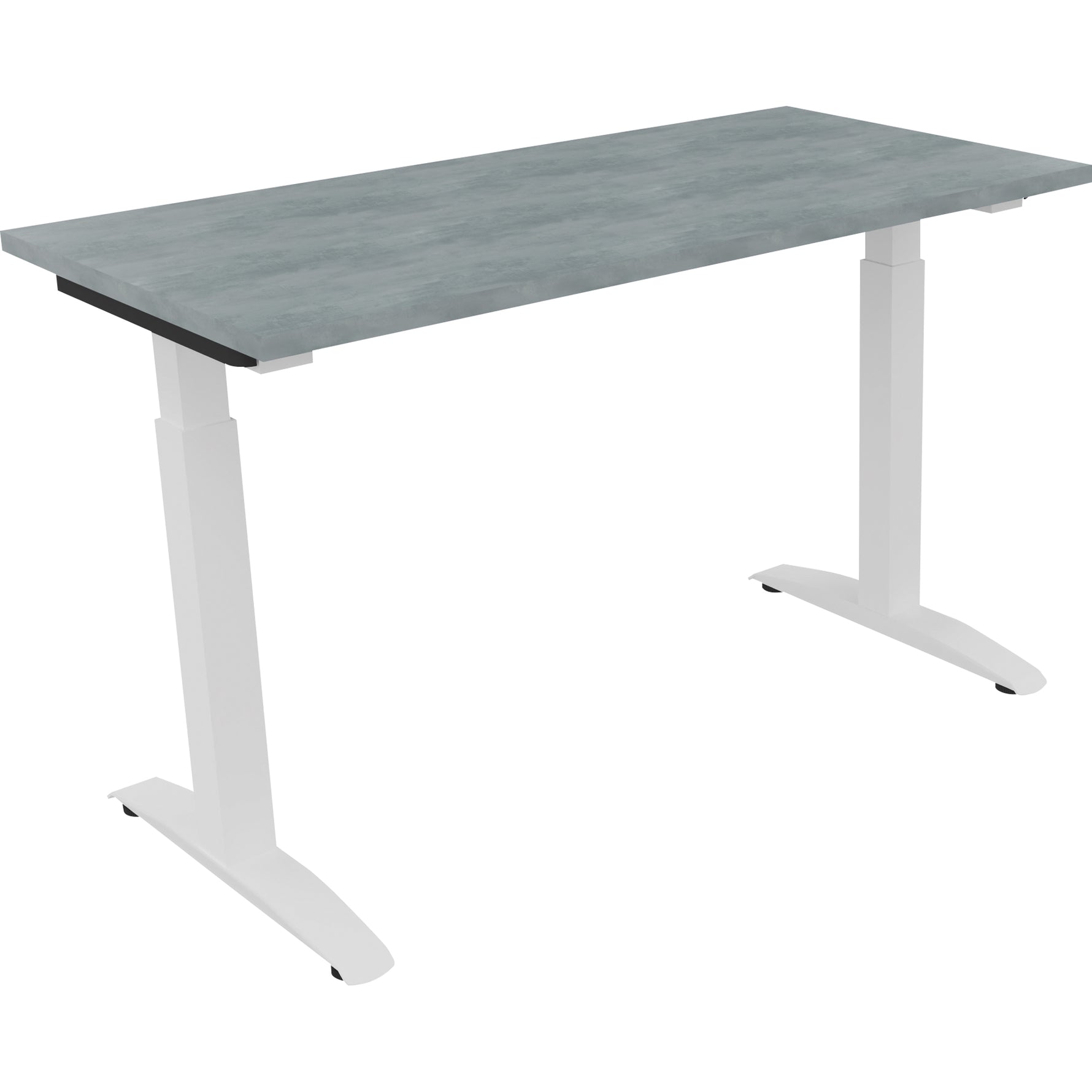 Neutralware Schreibtisch all in one 1.200 x 650-850 x 600 mm (B x H x T) Flachkufe Quadratrohr beton hell – Produktbild