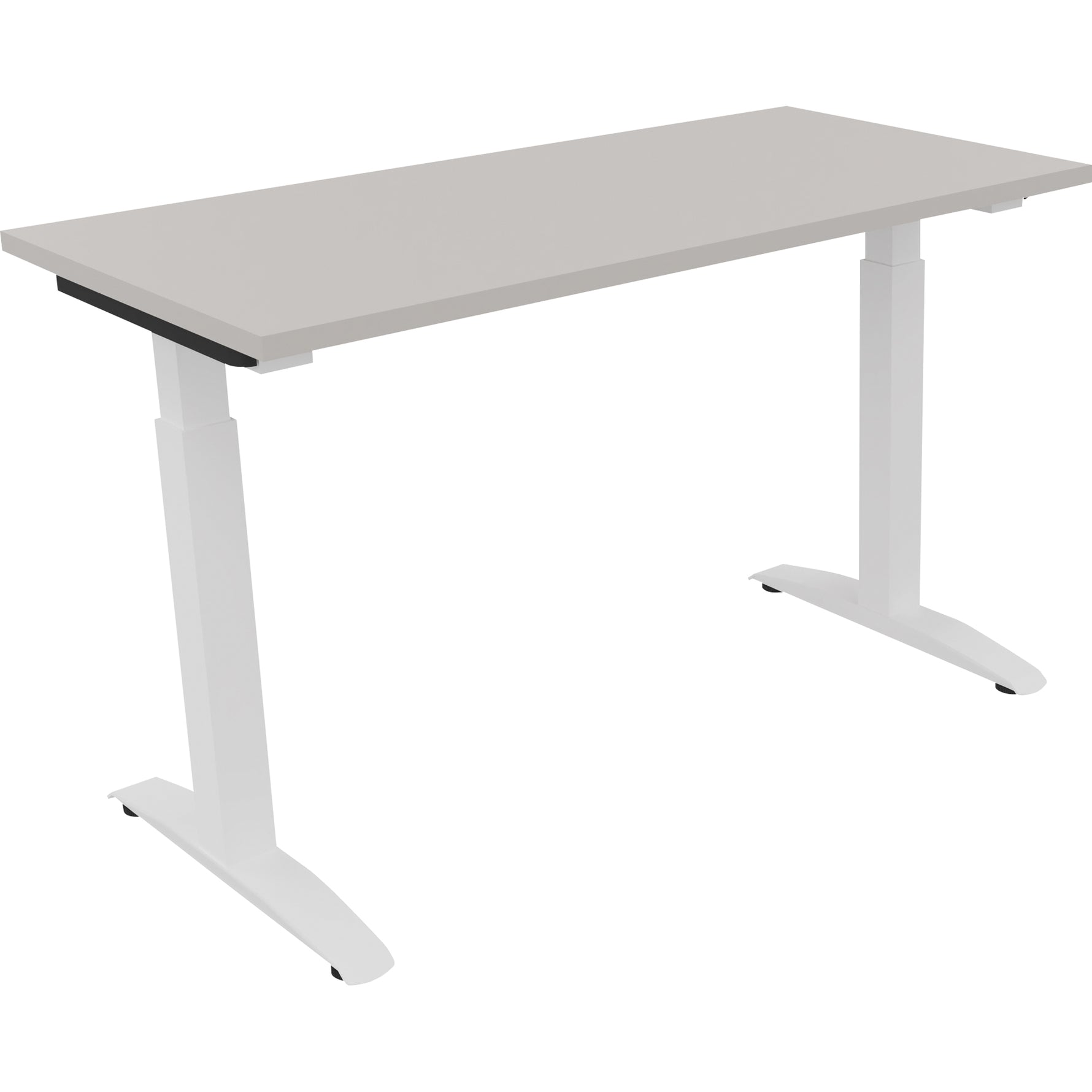 Neutralware Schreibtisch all in one 1.200 x 650-850 x 600 mm (B x H x T) Flachkufe Quadratrohr lichtgrau – Produktbild 3