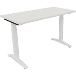 Neutralware Schreibtisch all in one 1.200 x 650-850 x 600 mm (B x H x T) Flachkufe Quadratrohr diamantweiß – Produktbild