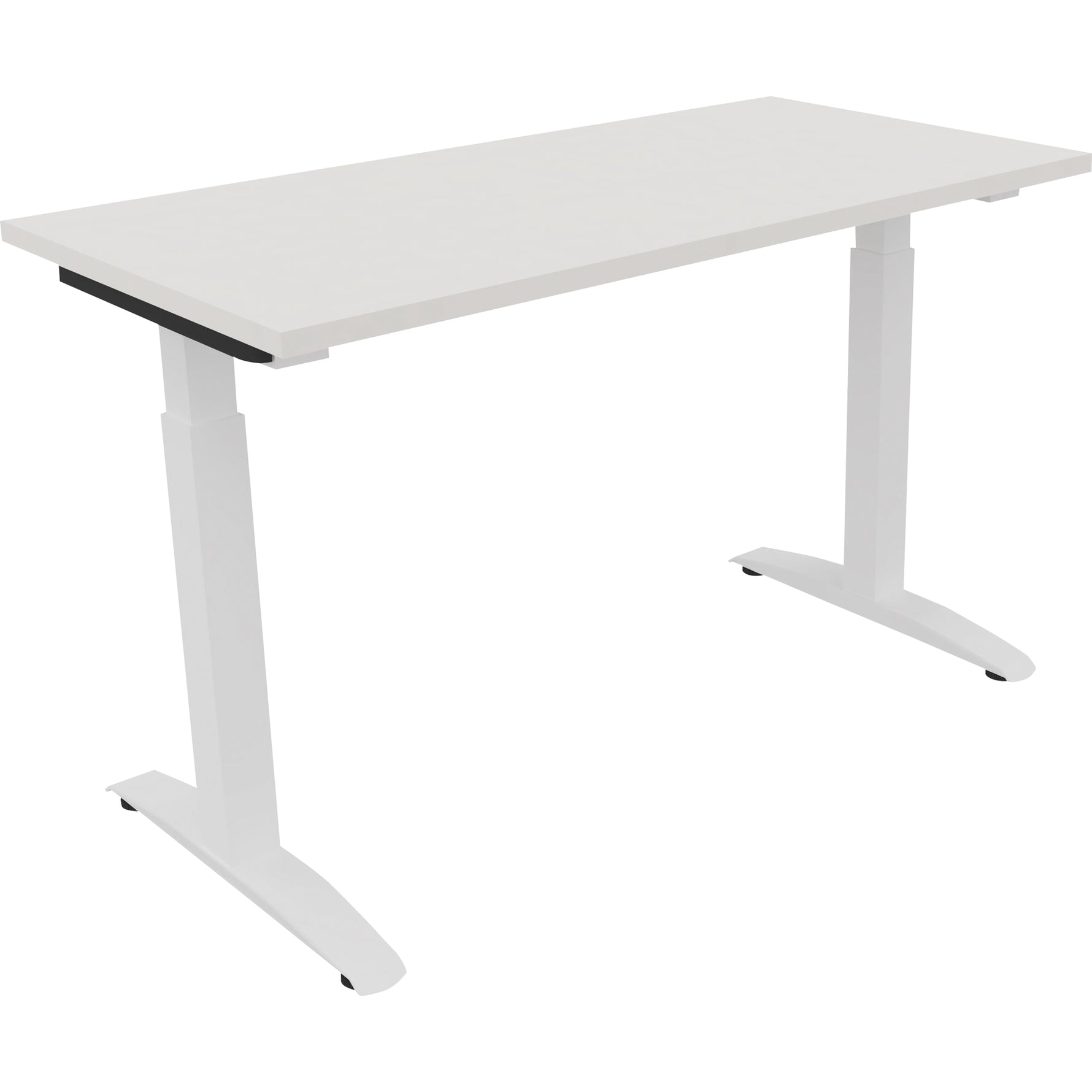Neutralware Schreibtisch all in one 1.200 x 650-850 x 600 mm (B x H x T) Flachkufe Quadratrohr diamantweiß – Produktbild