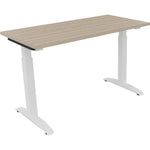 Neutralware Schreibtisch all in one 1.200 x 650-850 x 600 mm (B x H x T) Flachkufe Quadratrohr eiche Natur – Produktbild