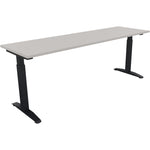 Neutralware Schreibtisch all in one 2.000 x 650-850 x 600 mm (B x H x T) Flachkufe Quadratrohr lichtgrau