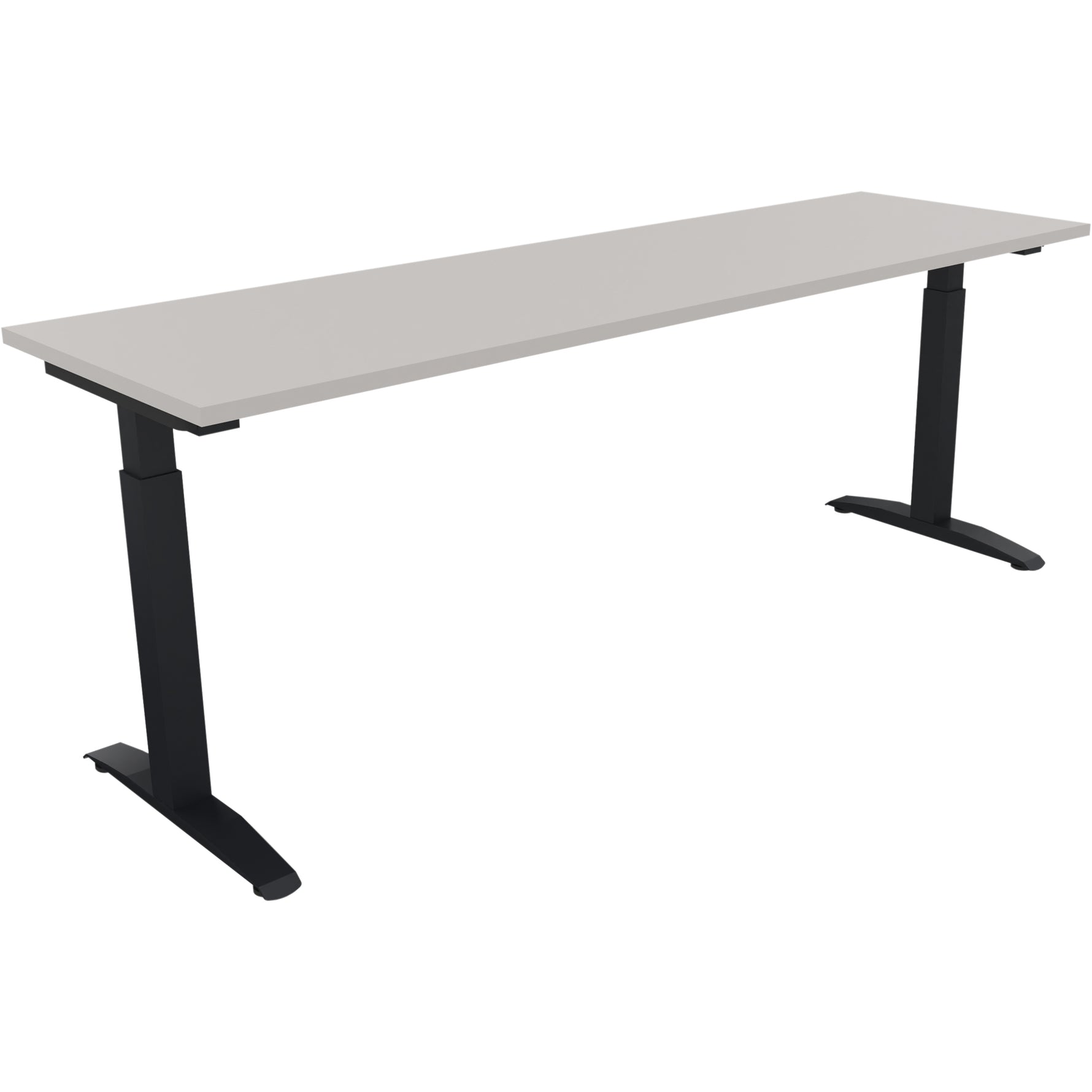 Neutralware Schreibtisch all in one 2.000 x 650-850 x 600 mm (B x H x T) Flachkufe Quadratrohr lichtgrau