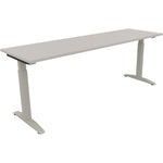 Neutralware Schreibtisch all in one 2.000 x 650-850 x 600 mm (B x H x T) Flachkufe Quadratrohr lichtgrau – Produktbild 2