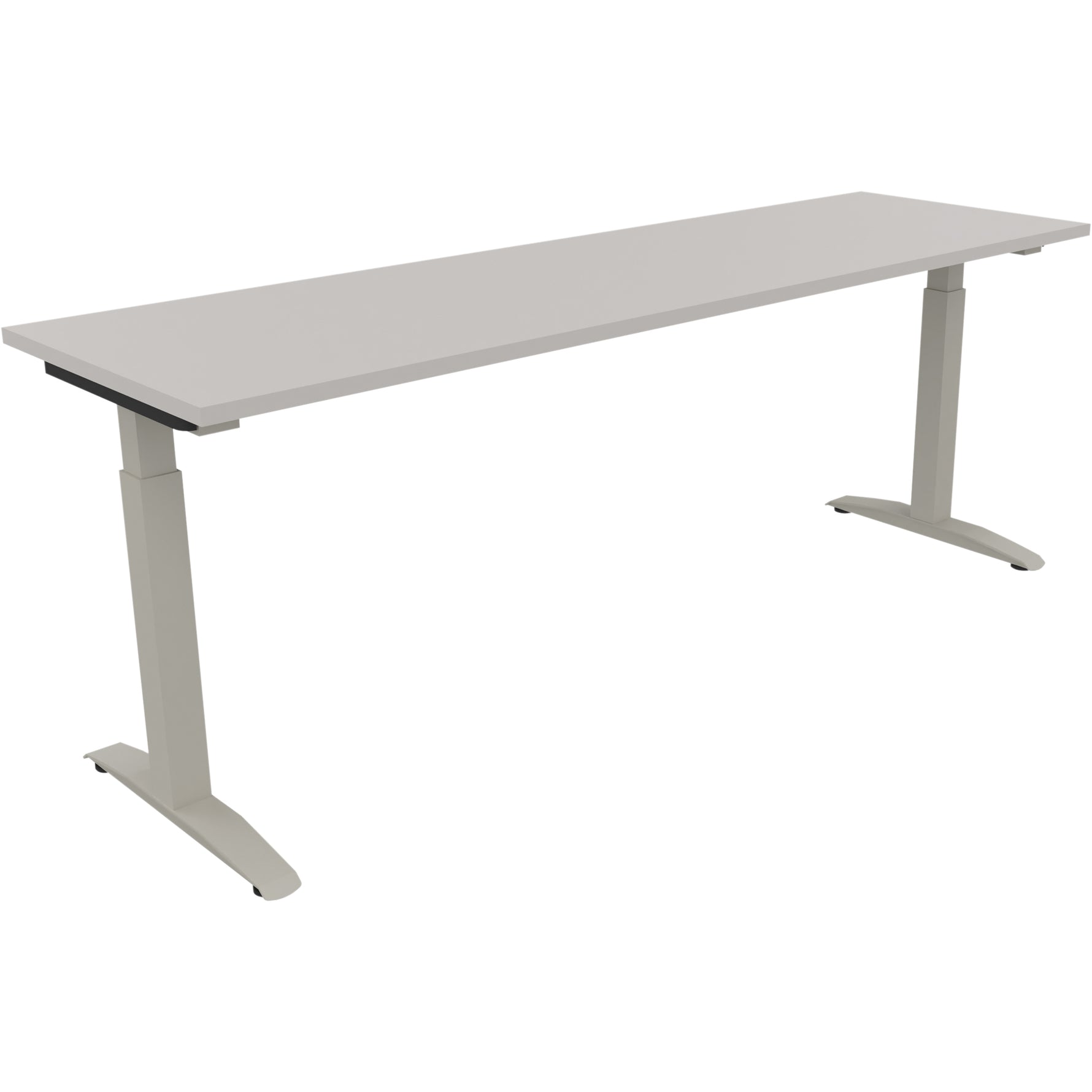 Neutralware Schreibtisch all in one 2.000 x 650-850 x 600 mm (B x H x T) Flachkufe Quadratrohr lichtgrau – Produktbild 2