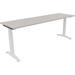 Neutralware Schreibtisch all in one 2.000 x 650-850 x 600 mm (B x H x T) Flachkufe Quadratrohr lichtgrau – Produktbild 3