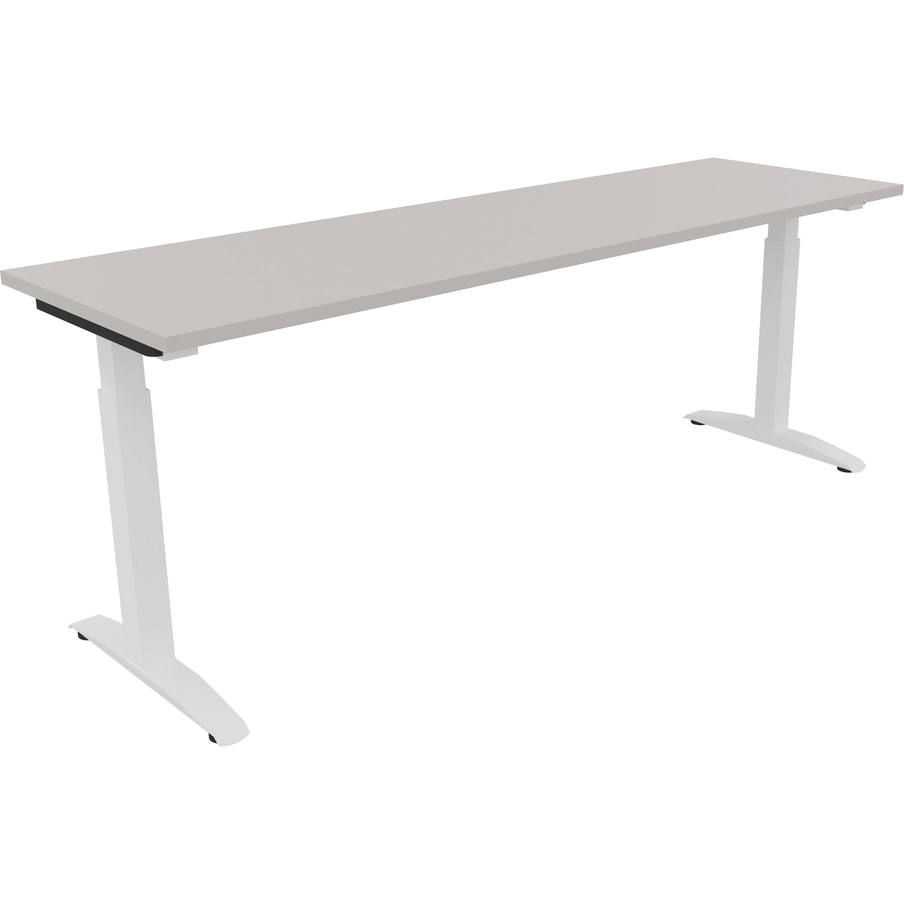 Neutralware Schreibtisch all in one 2.000 x 650-850 x 600 mm (B x H x T) Flachkufe Quadratrohr lichtgrau – Produktbild 3