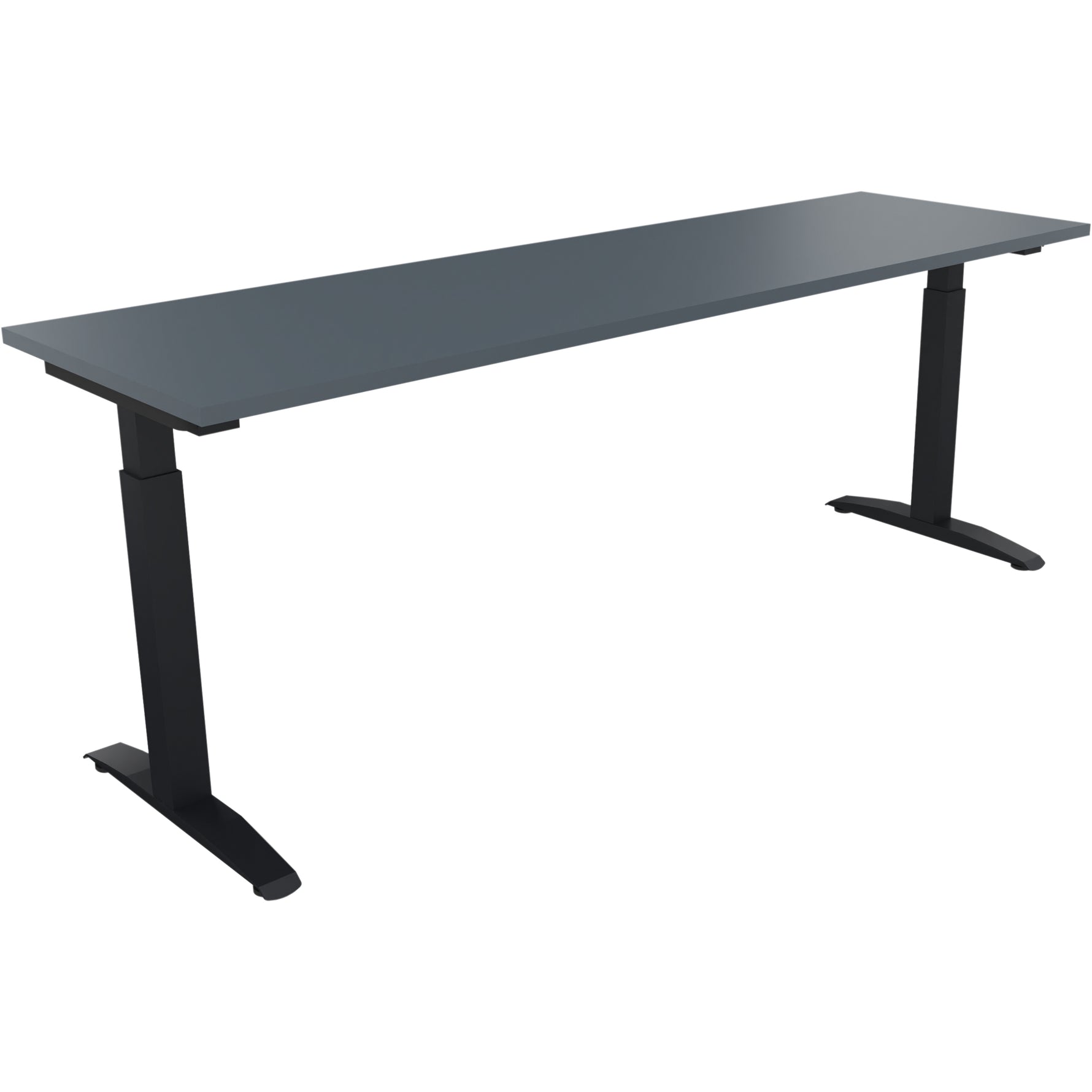 Neutralware Schreibtisch all in one 2.000 x 650-850 x 600 mm (B x H x T) Flachkufe Quadratrohr lavagrau