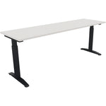 Neutralware Schreibtisch all in one 2.000 x 650-850 x 600 mm (B x H x T) Flachkufe Quadratrohr diamant weiß