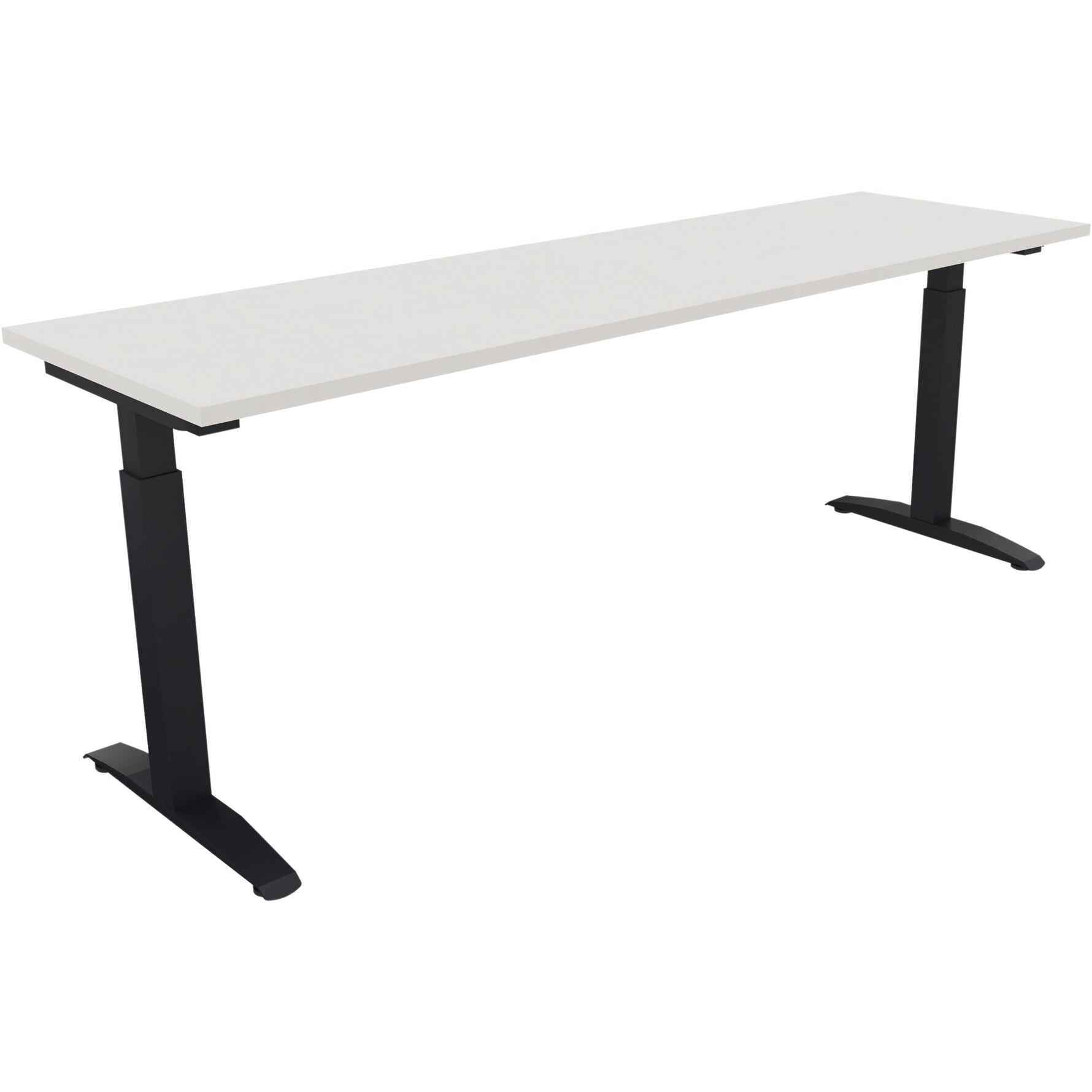 Neutralware Schreibtisch all in one 2.000 x 650-850 x 600 mm (B x H x T) Flachkufe Quadratrohr diamant weiß