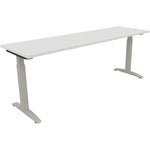 Neutralware Schreibtisch all in one 2.000 x 650-850 x 600 mm (B x H x T) Flachkufe Quadratrohr diamant weiß –