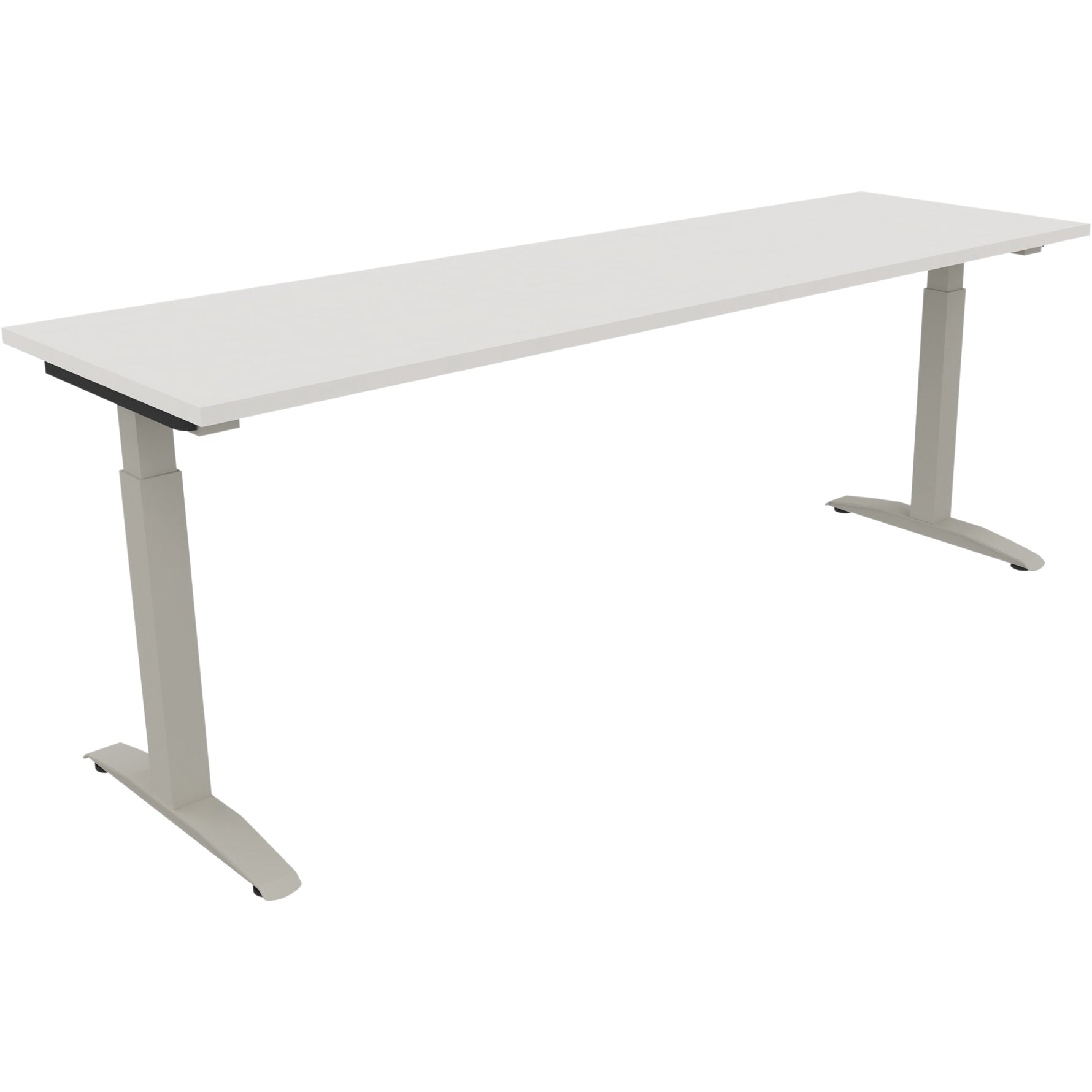 Neutralware Schreibtisch all in one 2.000 x 650-850 x 600 mm (B x H x T) Flachkufe Quadratrohr diamant weiß –