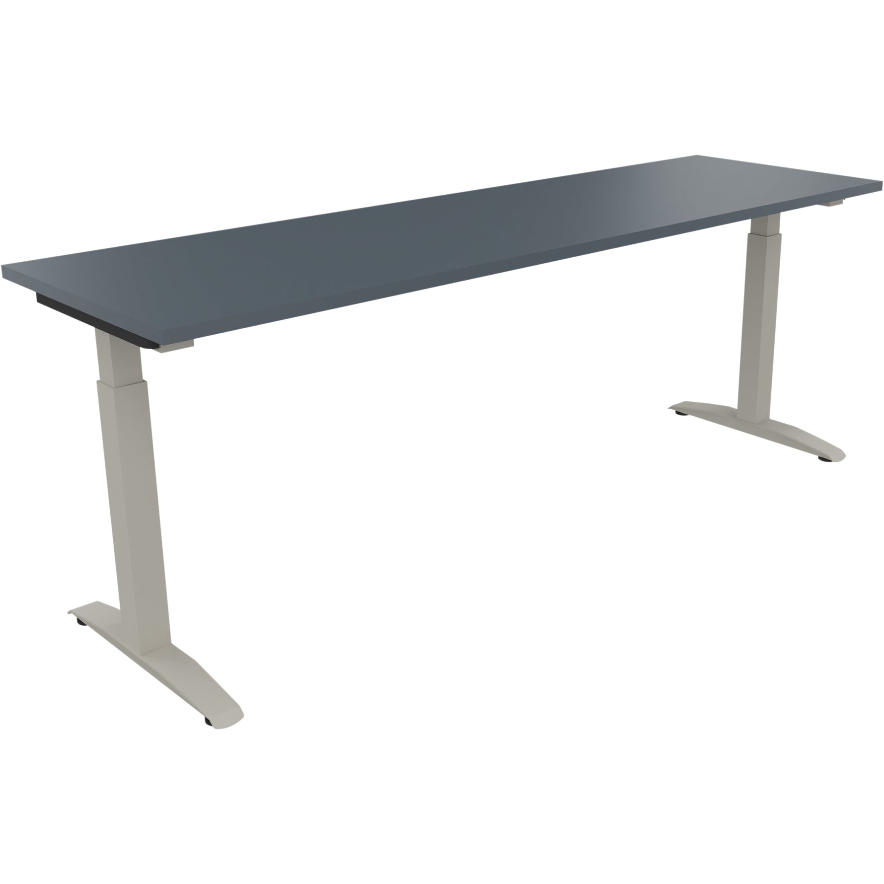Neutralware Schreibtisch all in one 2.000 x 650-850 x 600 mm (B x H x T) Flachkufe Quadratrohr lavagrau – Produktbild 2
