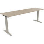 Neutralware Schreibtisch all in one 2.000 x 650-850 x 600 mm (B x H x T) Flachkufe Quadratrohr eiche natur – Produktbild