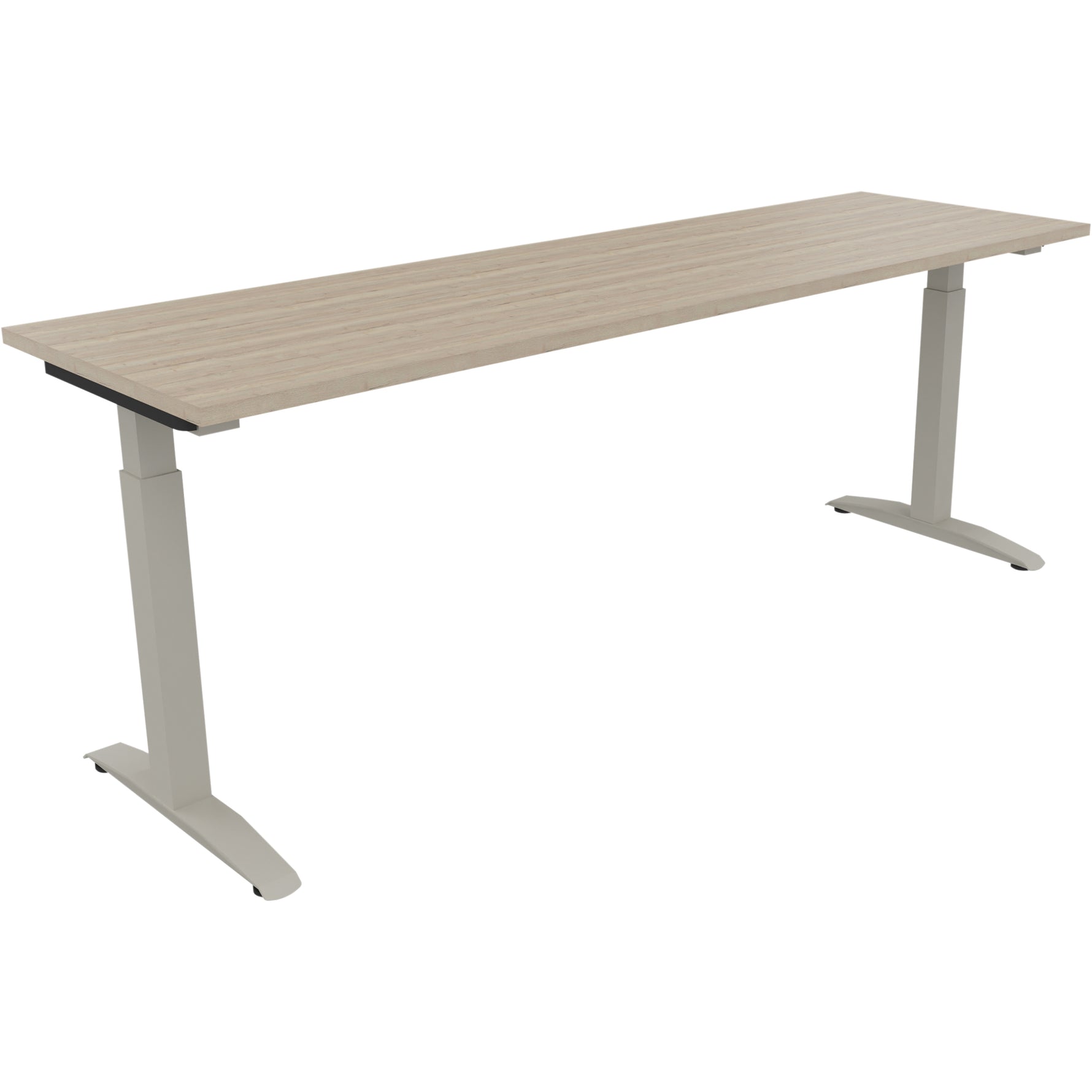 Neutralware Schreibtisch all in one 2.000 x 650-850 x 600 mm (B x H x T) Flachkufe Quadratrohr eiche natur – Produktbild