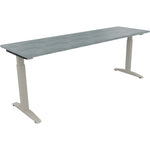 Neutralware Schreibtisch all in one 2.000 x 650-850 x 600 mm (B x H x T) Flachkufe Quadratrohr beton hell – Produktbild