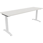 Neutralware Schreibtisch all in one 2.000 x 650-850 x 600 mm (B x H x T) Flachkufe Quadratrohr diamant weiß –