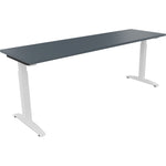 Neutralware Schreibtisch all in one 2.000 x 650-850 x 600 mm (B x H x T) Flachkufe Quadratrohr lavagrau – Produktbild 3