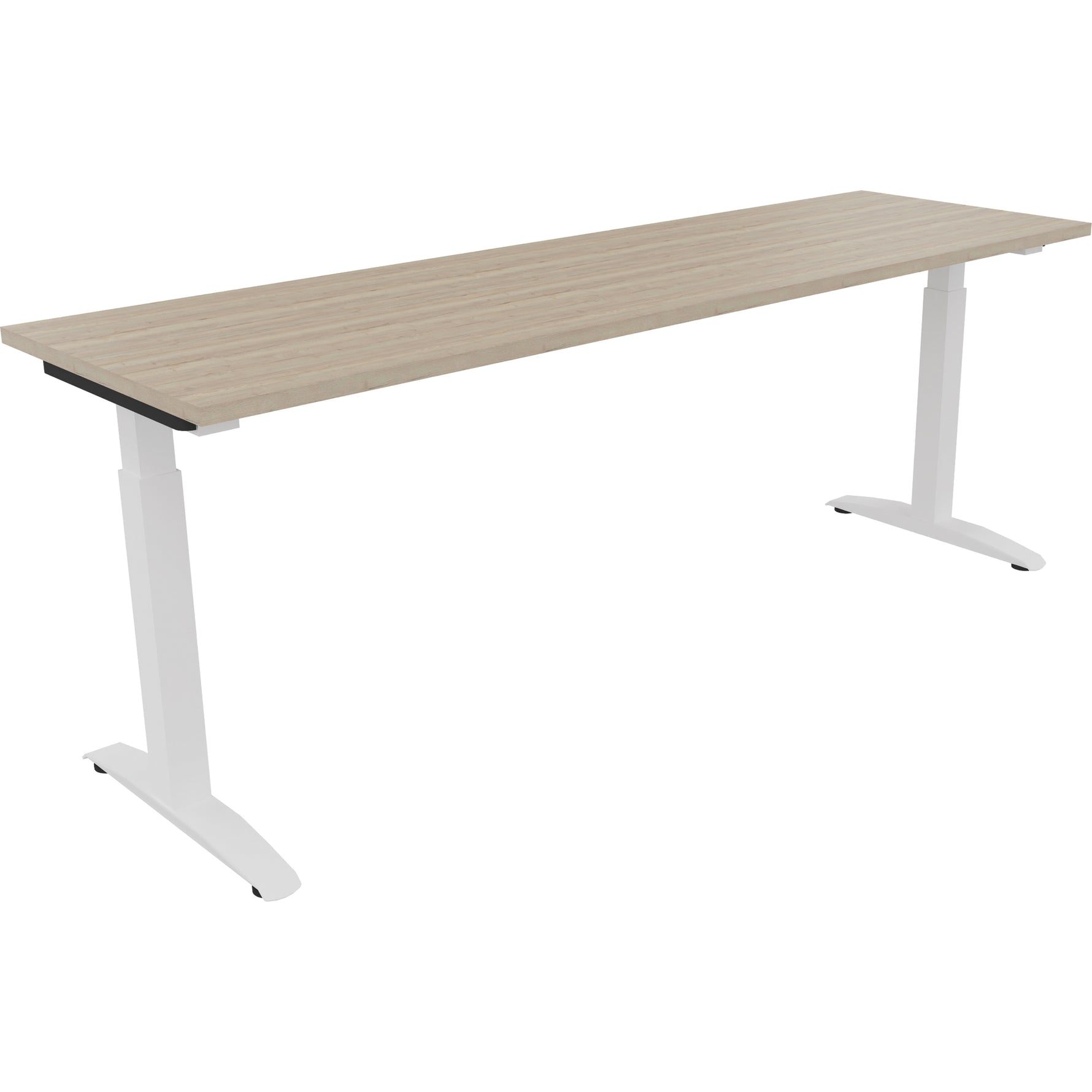 Neutralware Schreibtisch all in one 2.000 x 650-850 x 600 mm (B x H x T) Flachkufe Quadratrohr eiche natur – Produktbild