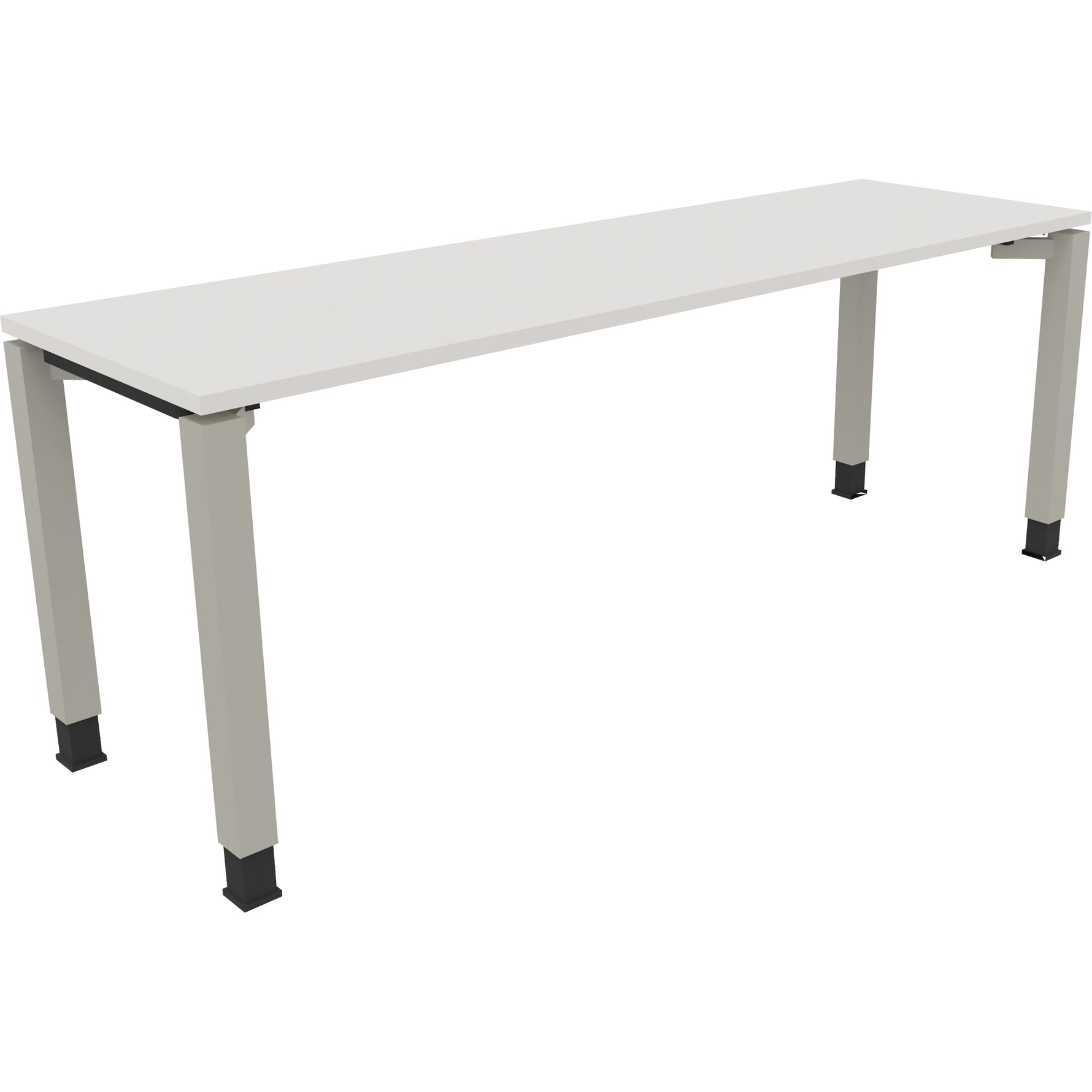 Neutralware Schreibtisch all in one 2.000 x 680-820 x 600 mm (B x H x T) Vierfuß Quadratrohr diamant weiß – Produktbild