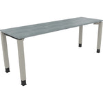 Neutralware Schreibtisch all in one 2.000 x 680-820 x 600 mm (B x H x T) Vierfuß Quadratrohr beton hell – Produktbild 2