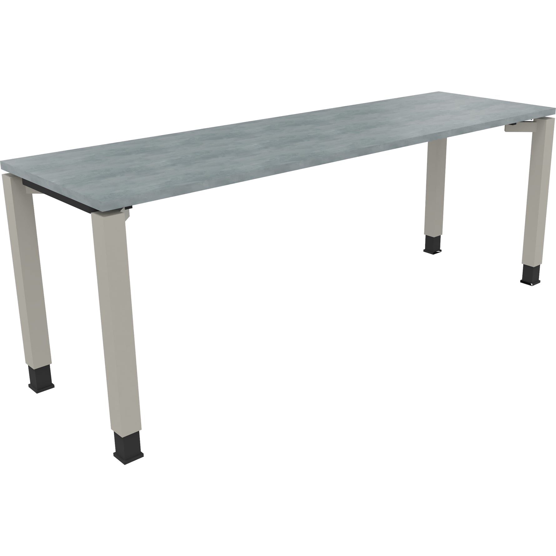 Neutralware Schreibtisch all in one 2.000 x 680-820 x 600 mm (B x H x T) Vierfuß Quadratrohr beton hell – Produktbild 2