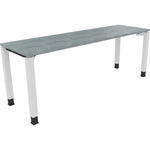 Neutralware Schreibtisch all in one 2.000 x 680-820 x 600 mm (B x H x T) Vierfuß Quadratrohr beton hell – Produktbild 3