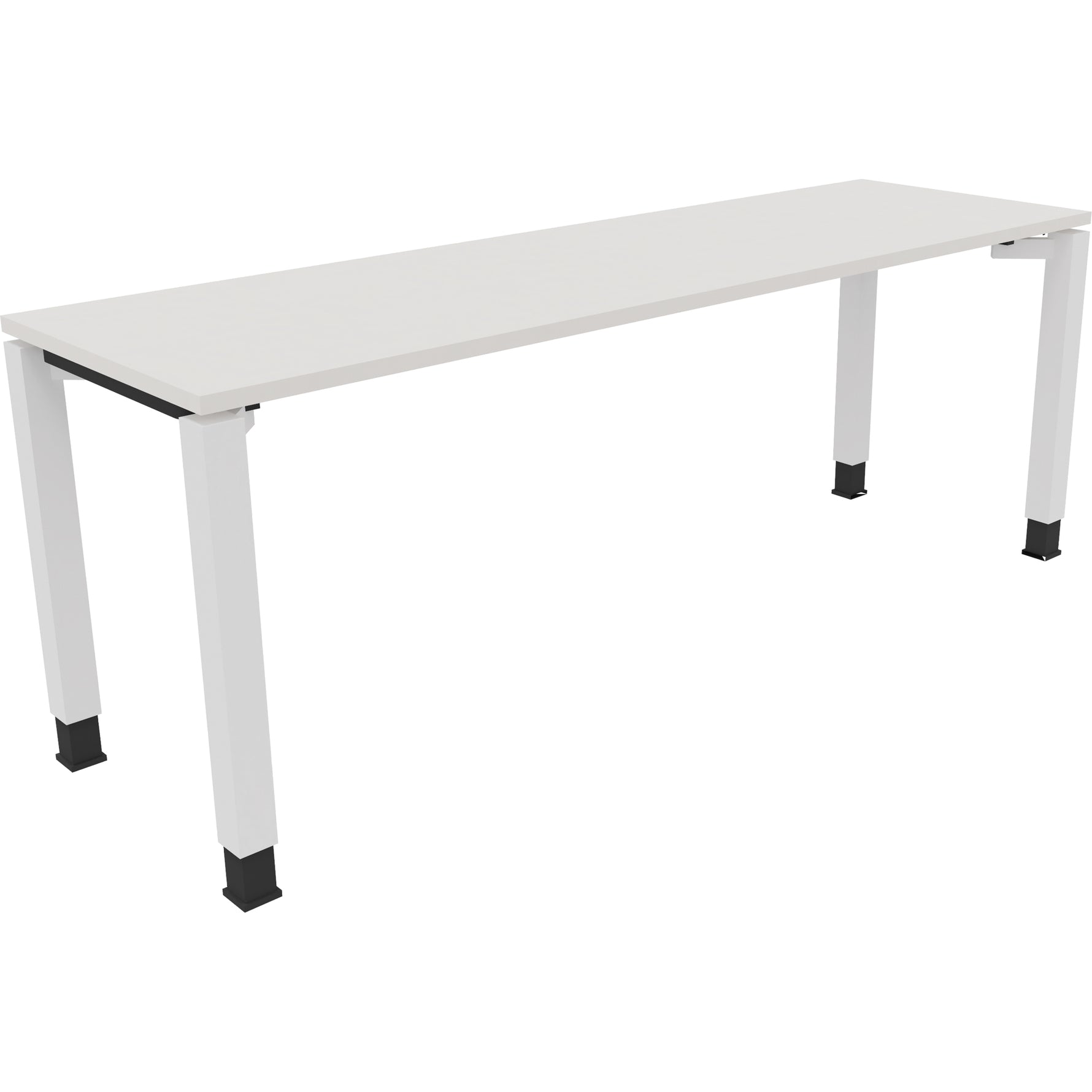 Neutralware Schreibtisch all in one 2.000 x 680-820 x 600 mm (B x H x T) Vierfuß Quadratrohr diamant weiß – Produktbild