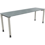Neutralware Schreibtisch all in one 2.000 x 680-820 x 600 mm (B x H x T) Vierfuß Rundrohr beton hell – Produktbild 2