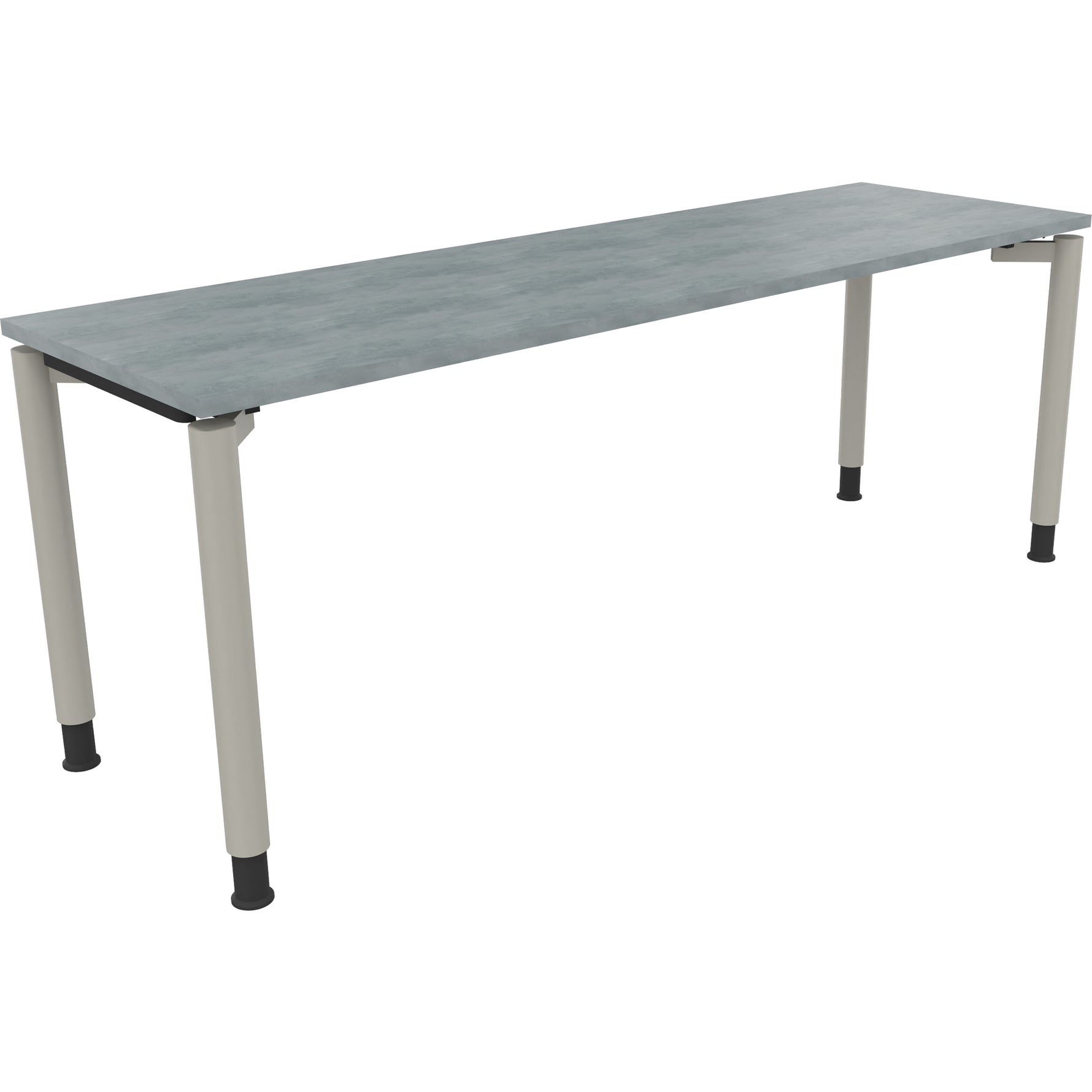 Neutralware Schreibtisch all in one 2.000 x 680-820 x 600 mm (B x H x T) Vierfuß Rundrohr beton hell – Produktbild 2