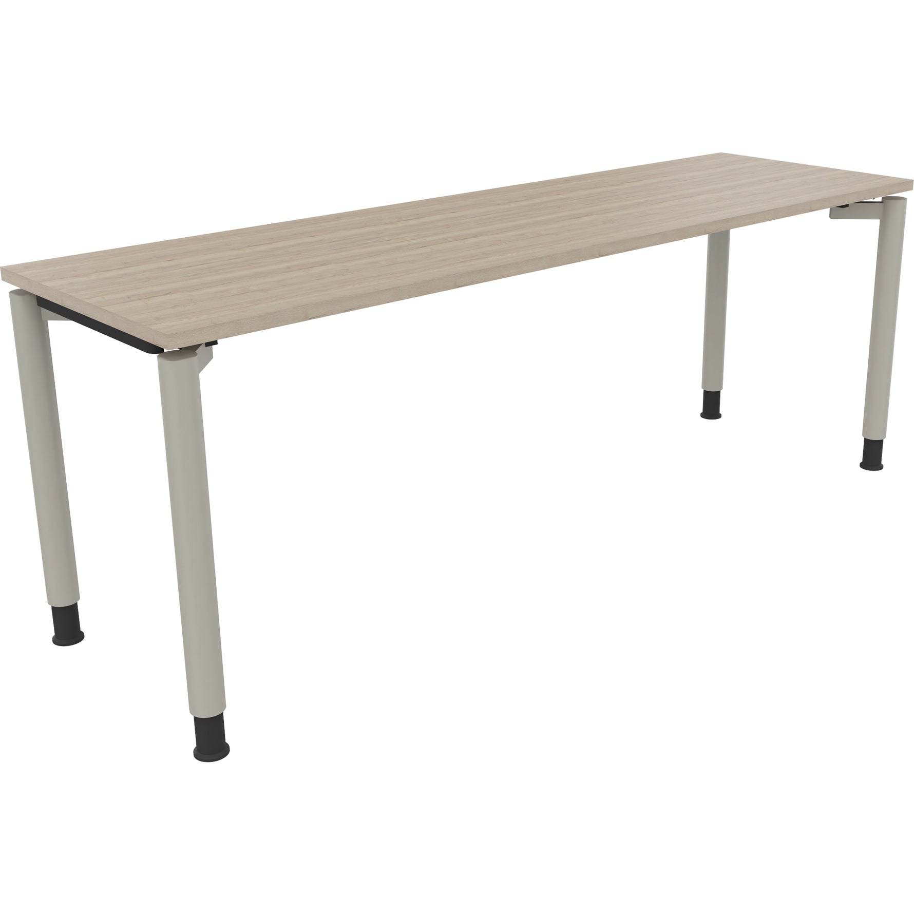 Neutralware Schreibtisch all in one 2.000 x 680-820 x 600 mm (B x H x T) Vierfuß Rundrohr eiche natur – Produktbild 2
