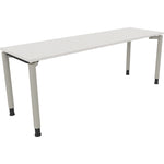 Neutralware Schreibtisch all in one 2.000 x 680-820 x 600 mm (B x H x T) Vierfuß Rundrohr diamant weiß – Produktbild 2