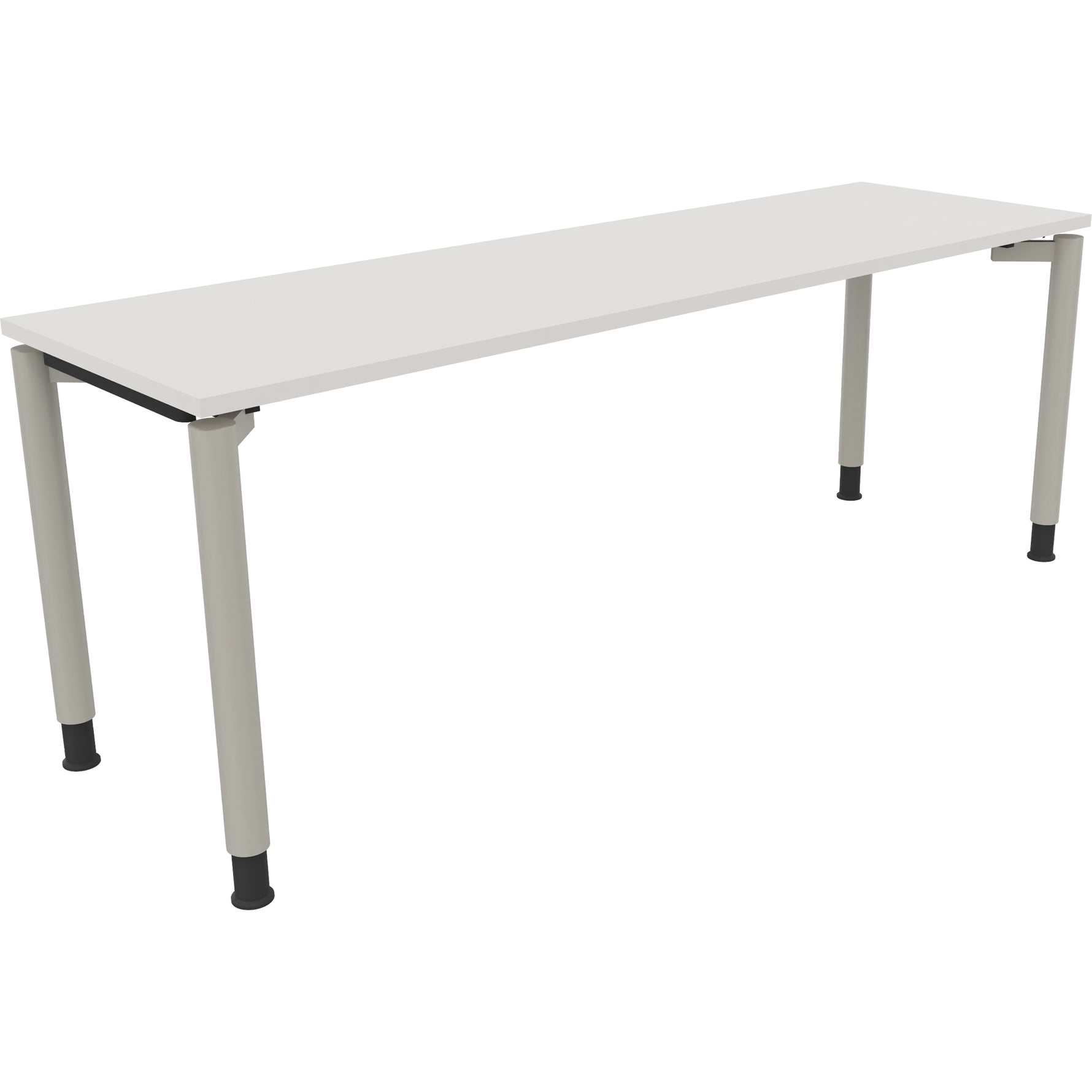 Neutralware Schreibtisch all in one 2.000 x 680-820 x 600 mm (B x H x T) Vierfuß Rundrohr diamant weiß – Produktbild 2