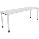 Neutralware Schreibtisch all in one 2.000 x 680-820 x 600 mm (B x H x T) Vierfuß Rundrohr diamant weiß – Produktbild 3