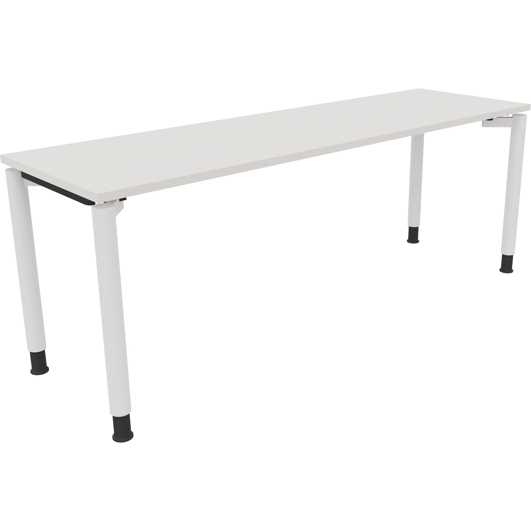 Neutralware Schreibtisch all in one 2.000 x 680-820 x 600 mm (B x H x T) Vierfuß Rundrohr diamant weiß – Produktbild 3