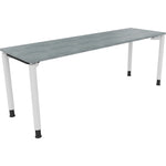 Neutralware Schreibtisch all in one 2.000 x 680-820 x 600 mm (B x H x T) Vierfuß Rundrohr beton hell – Produktbild 3