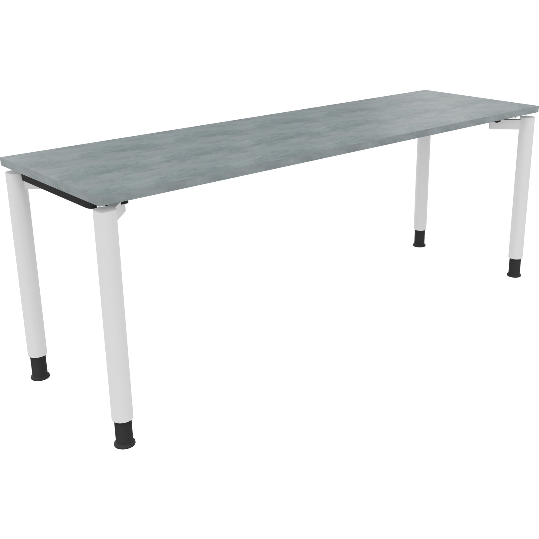 Neutralware Schreibtisch all in one 2.000 x 680-820 x 600 mm (B x H x T) Vierfuß Rundrohr beton hell – Produktbild 3