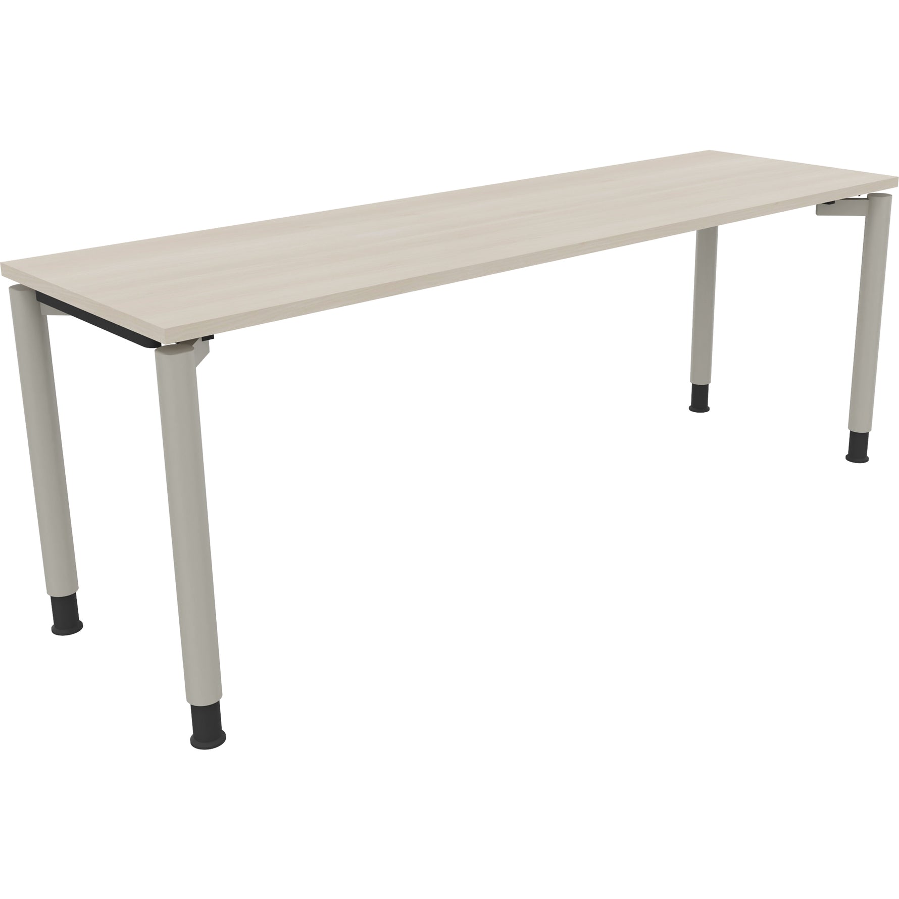 Neutralware Schreibtisch all in one 2.000 x 680-820 x 600 mm (B x H x T) Vierfuß Rundrohr akazie hell – Produktbild 2