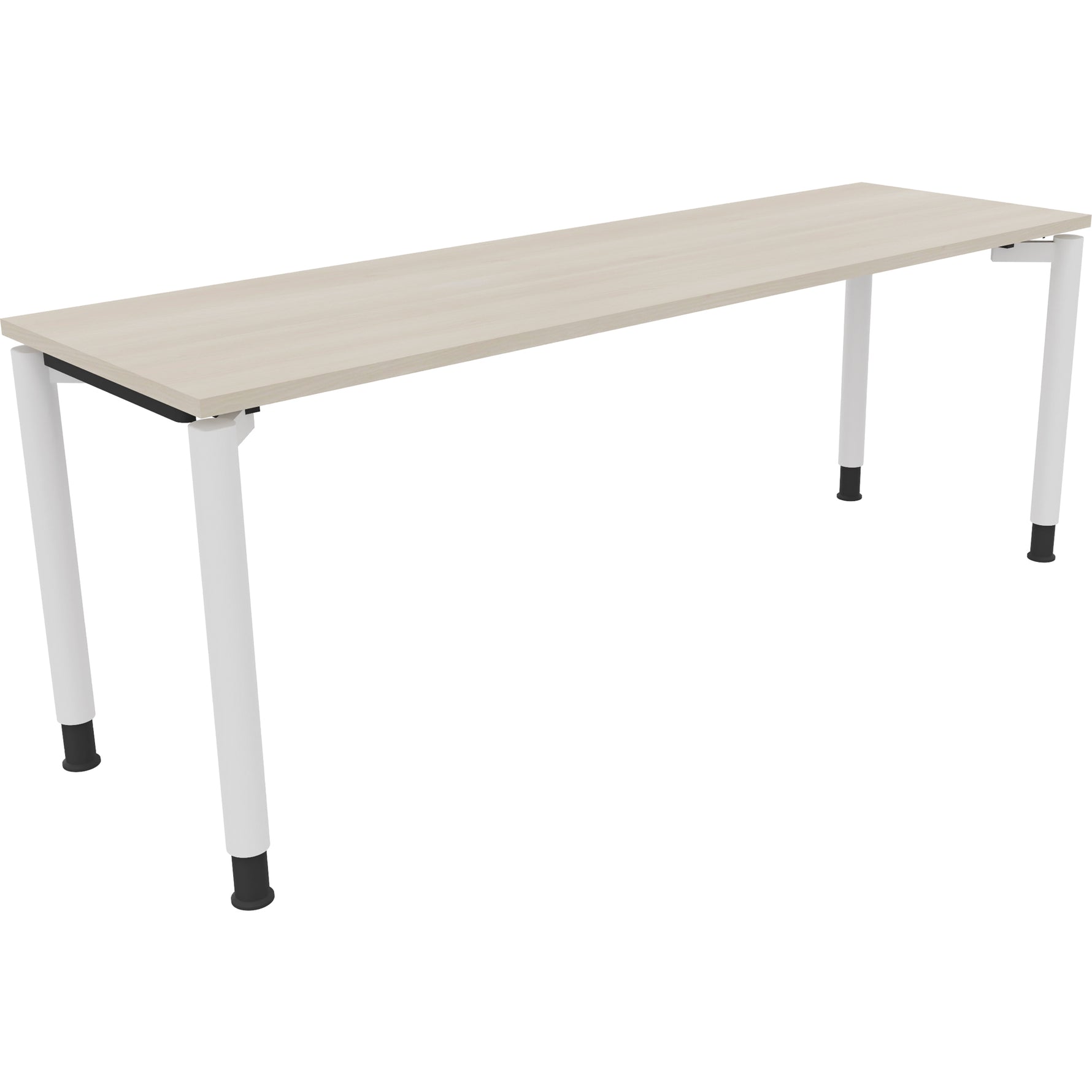 Neutralware Schreibtisch all in one 2.000 x 680-820 x 600 mm (B x H x T) Vierfuß Rundrohr akazie hell – Produktbild 3