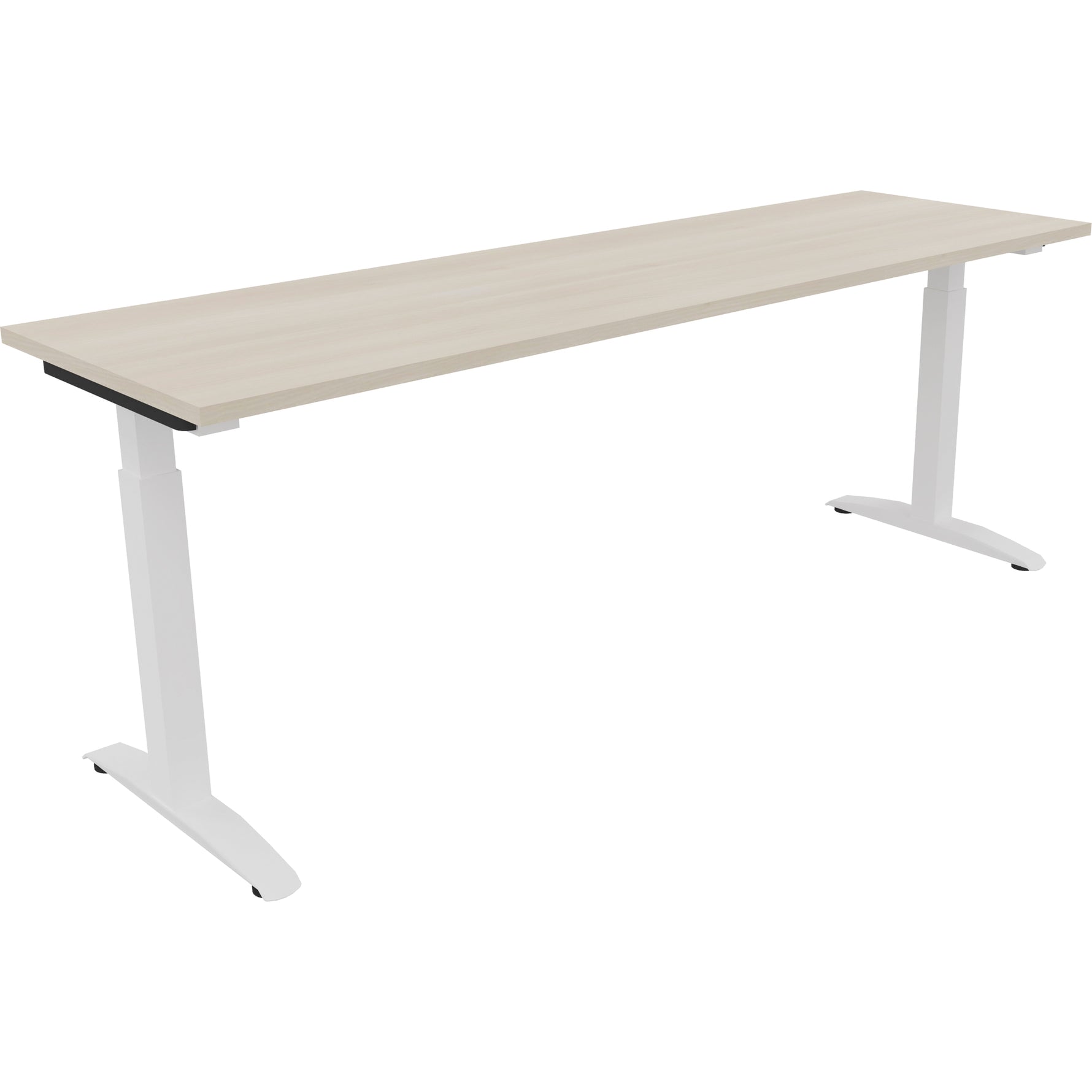 Neutralware Schreibtisch all in one 2.000 x 650-850 x 600 mm (B x H x T) Flachkufe Quadratrohr akazie hell – Produktbild