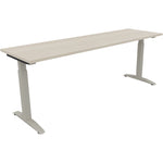 Neutralware Schreibtisch all in one 2.000 x 650-850 x 600 mm (B x H x T) Flachkufe Quadratrohr akazie hell – Produktbild