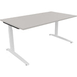Neutralware Schreibtisch all in one 1.600 x 650-850 x 900 mm (B x H x T) Flachkufe Quadratrohr lichtgrau – Produktbild 3